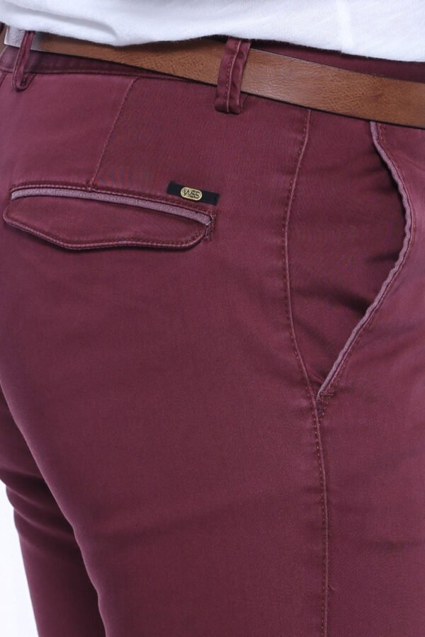 Pocket Flap Plain Burgundy Pants
