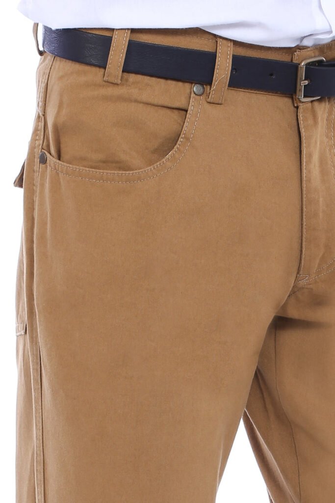 Pocket Flap Suede Tan Pants