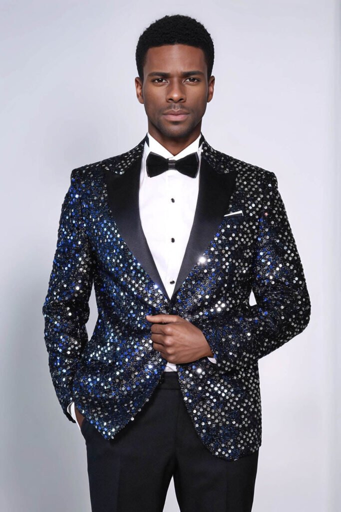Glitter Pattern Black Men Prom Blazer
