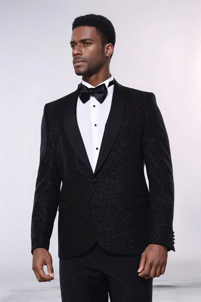 Black Shawl Lapel Sparkly Men Party Blazer