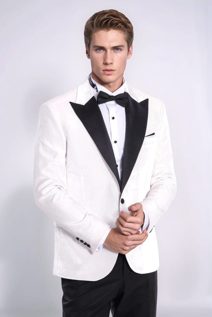 Velvet Slim Fit White Men Prom Blazer