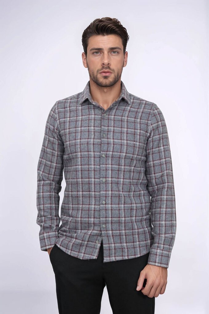 Checked Grey Men Lumberjack Shirt