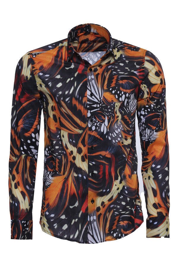 Animal Patterned Long Sleeves Multicolor Men's Shirt
