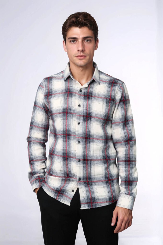 Thick Checked Grey Men Lumberjack Shirt