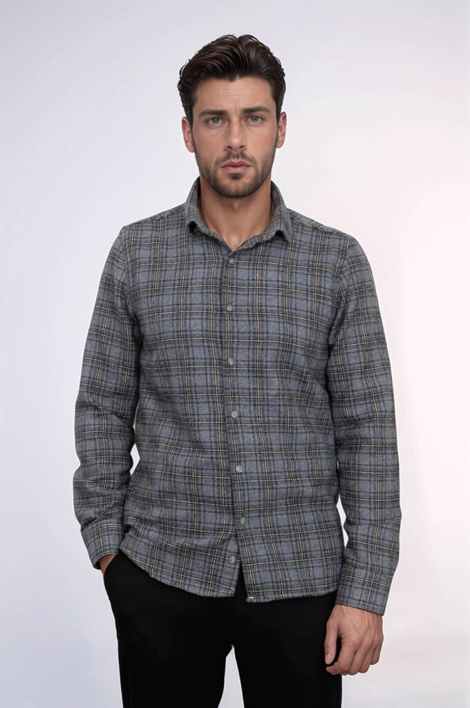 Plaid Dark Grey Men Lumberjack Shirt