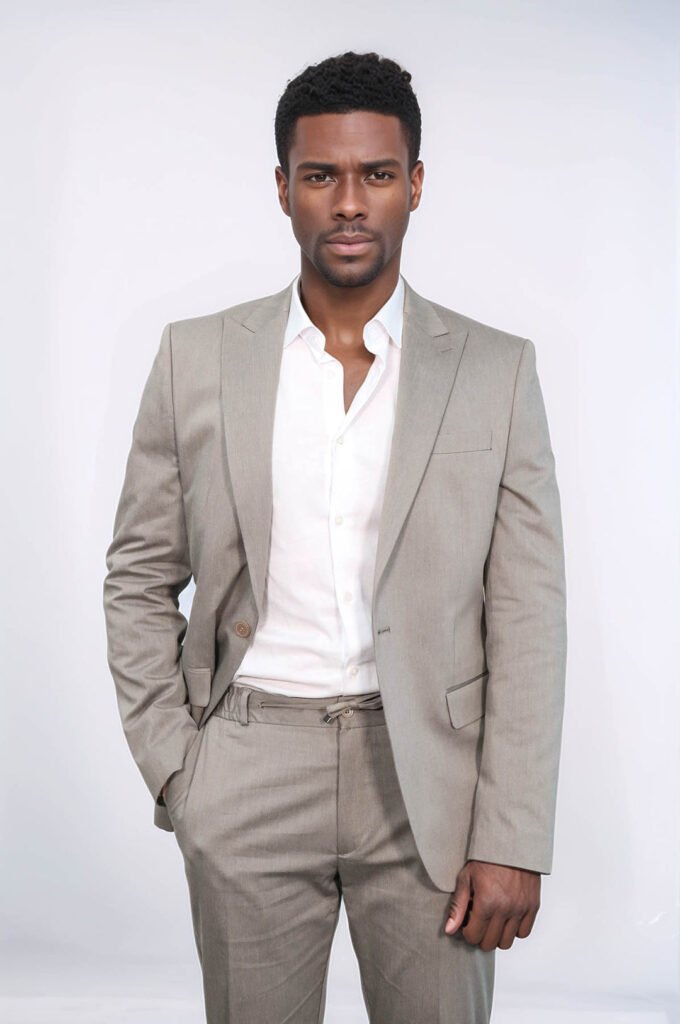 Single Buttons 2 Piece Beige Men Suit