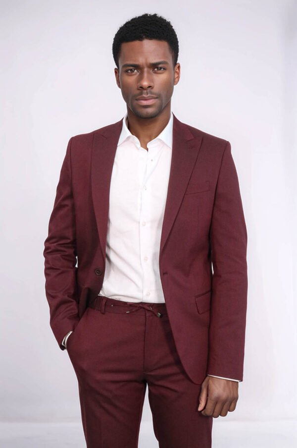 Single Buttons 2 Piece Burgundy Men Suit