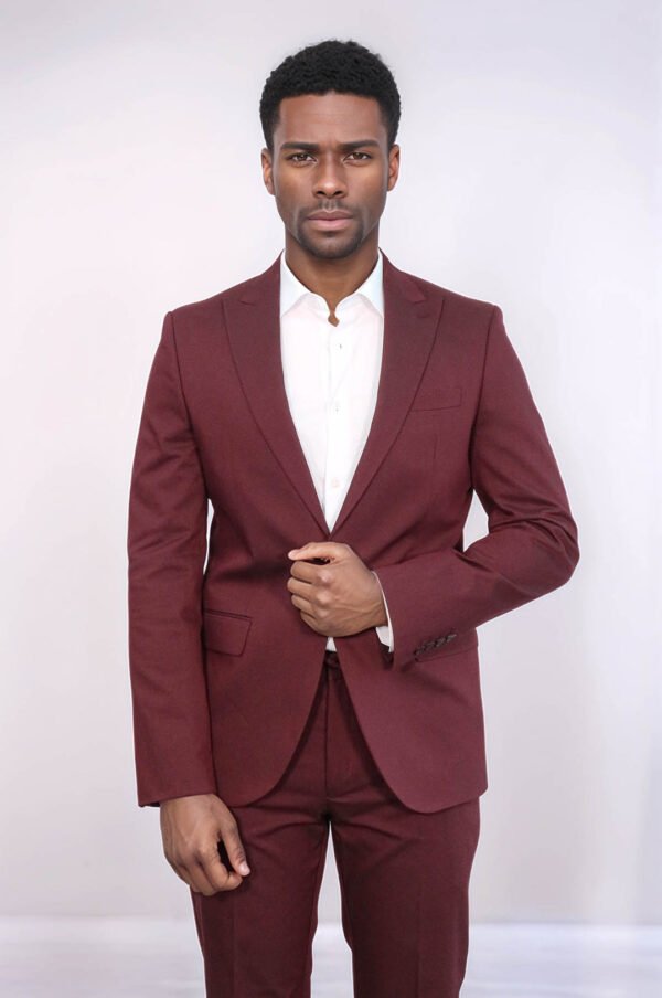 Single Buttons 2 Piece Burgundy Men Suit