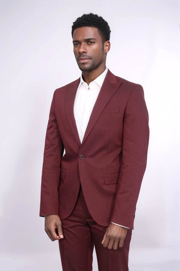 Single Buttons 2 Piece Burgundy Men Suit