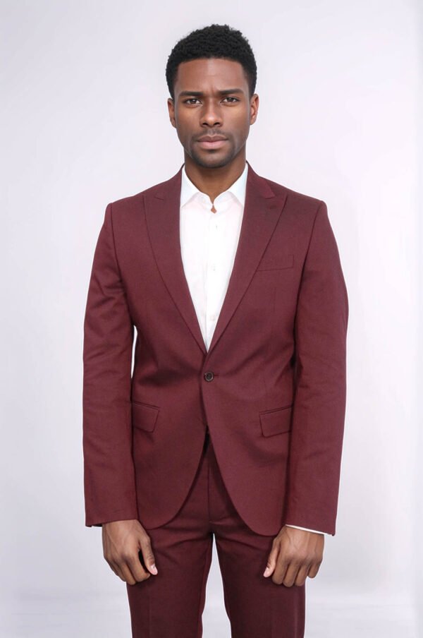Single Buttons 2 Piece Burgundy Men Suit