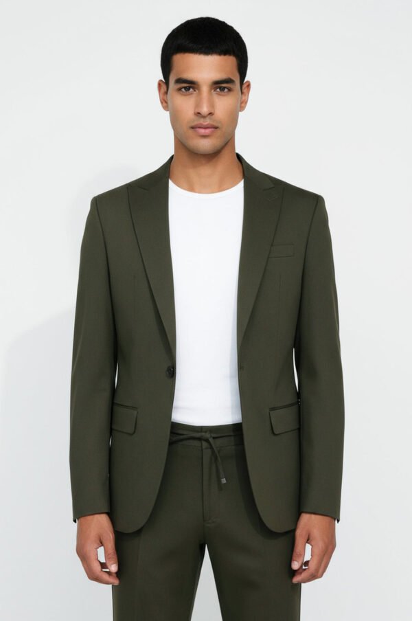 Single Buttons 2 Piece Green Men Suit