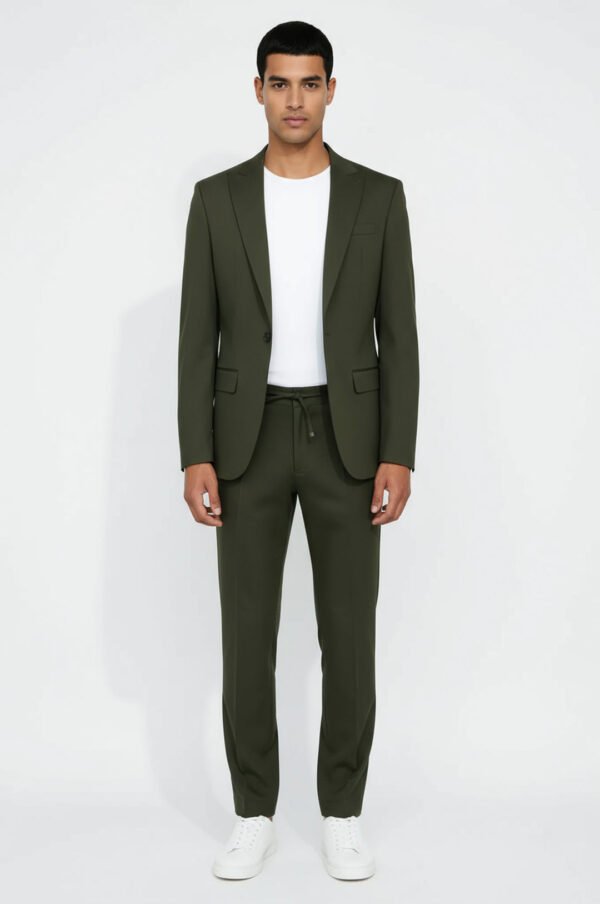 Single Buttons 2 Piece Green Men Suit