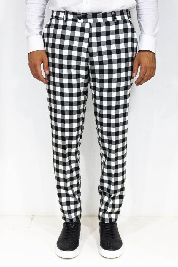 Slim Fit Checked Black Men Pants
