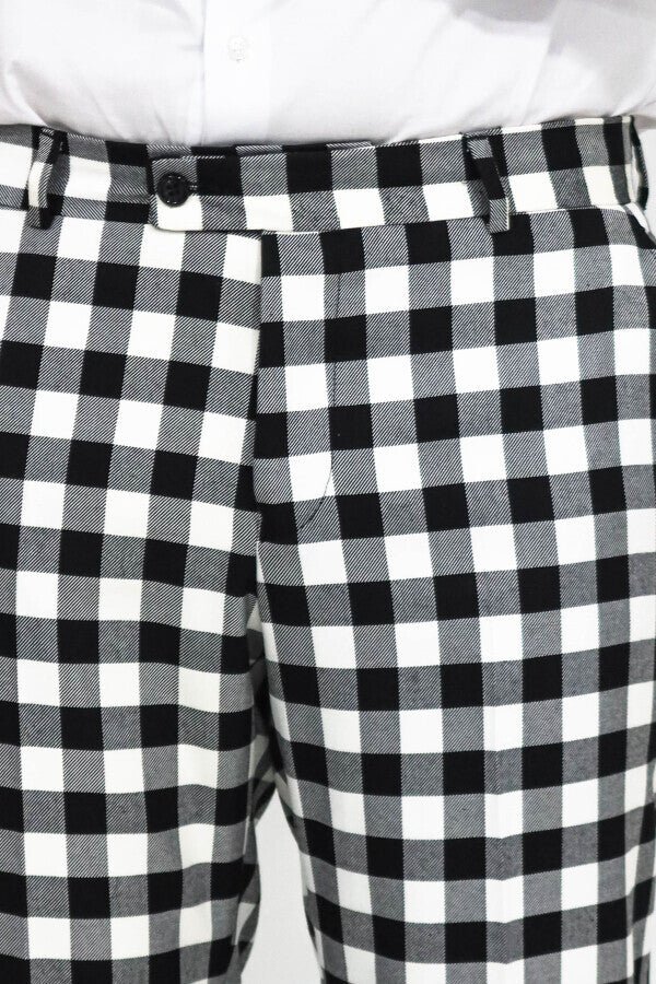 Slim Fit Checked Black Men Pants