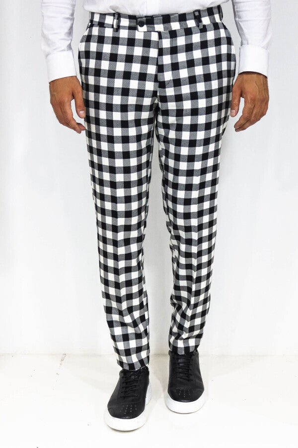 Slim Fit Checked Black Men Pants