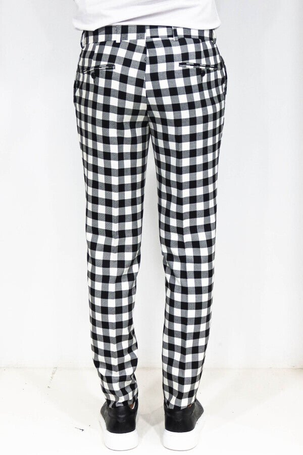 Slim Fit Checked Black Men Pants