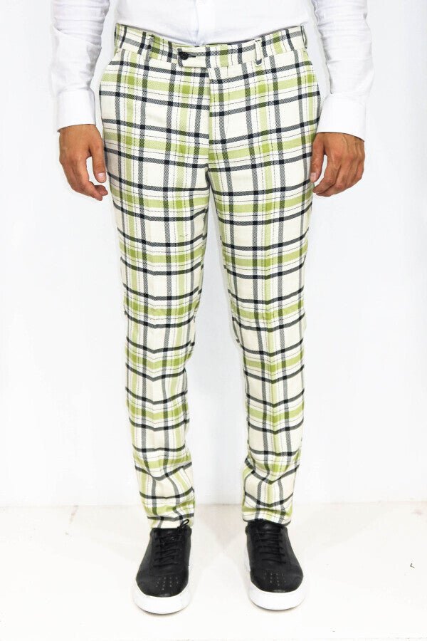 Slim Fit Checked Grey Men Pants