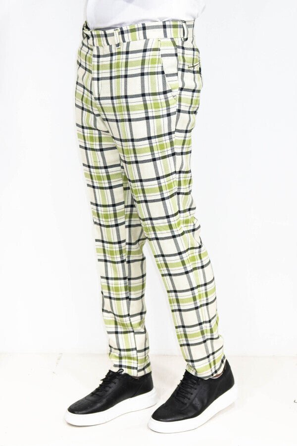 Slim Fit Checked Grey Men Pants