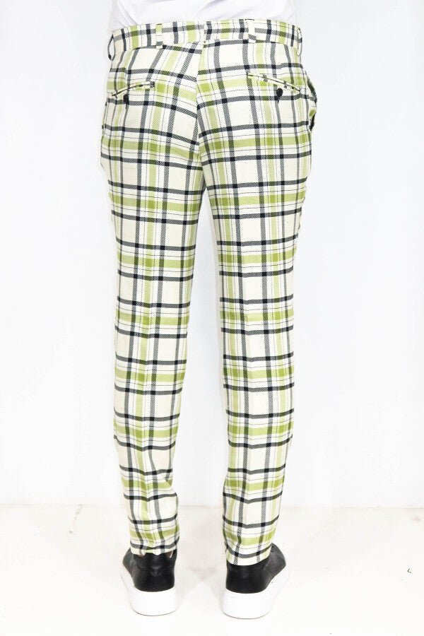 Slim Fit Checked Grey Men Pants