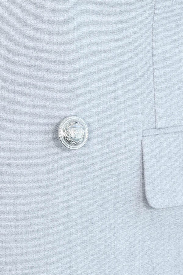 Slim Fit Double-Breasted Anthracite Men’s Suit with Silver-Tone Metal Buttons