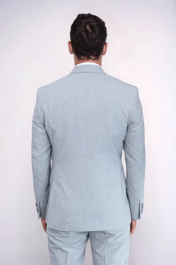 Slim Fit Double-Breasted Anthracite Men’s Suit with Silver-Tone Metal Buttons