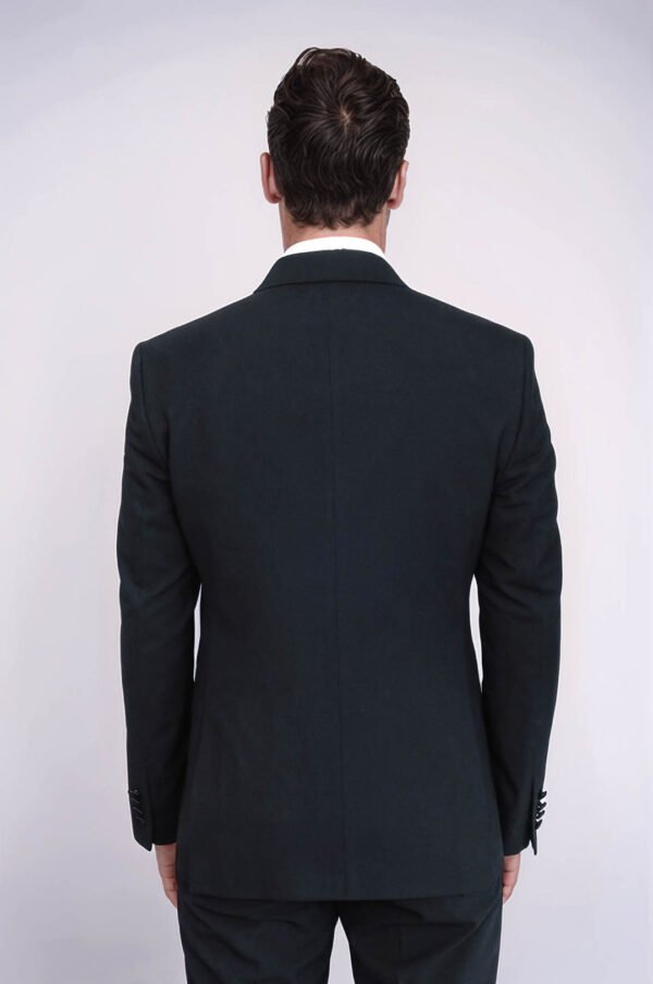 Slim Fit Double-Breasted Black Tuxedo Suit with Satin Lapel