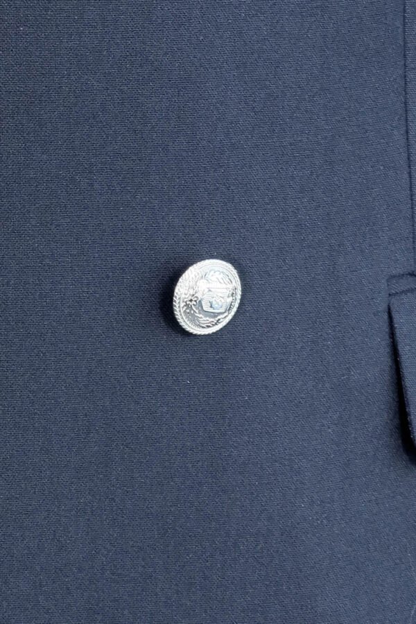 Slim Fit Double-Breasted Navy Men’s Suit with Silver-Tone Metal Buttons
