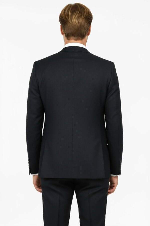 Slim Fit Patterned Navy Blue Men Suit