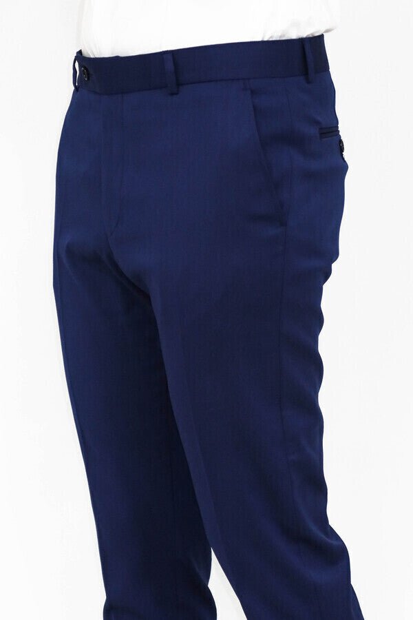Slim Fit Plain Blue Men Pants
