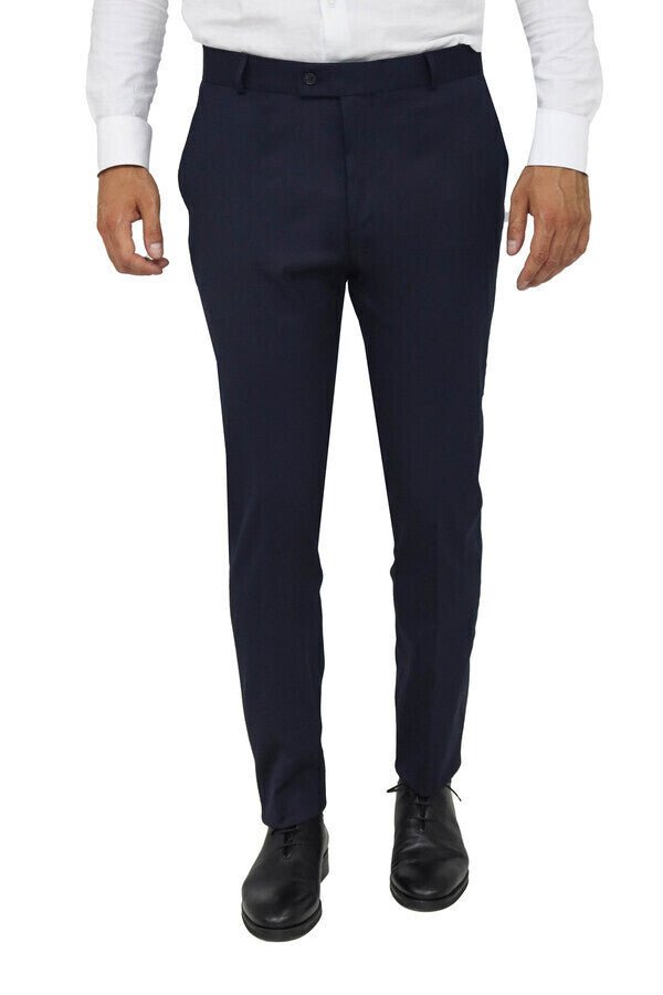 Slim Fit Plain Navy Blue Men Pants