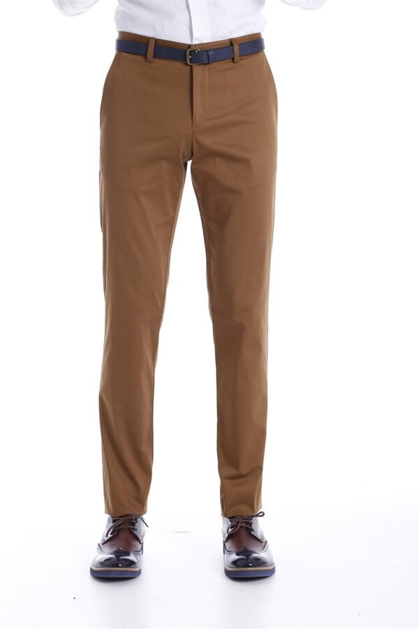 Slim Fit Plain Tan Pants