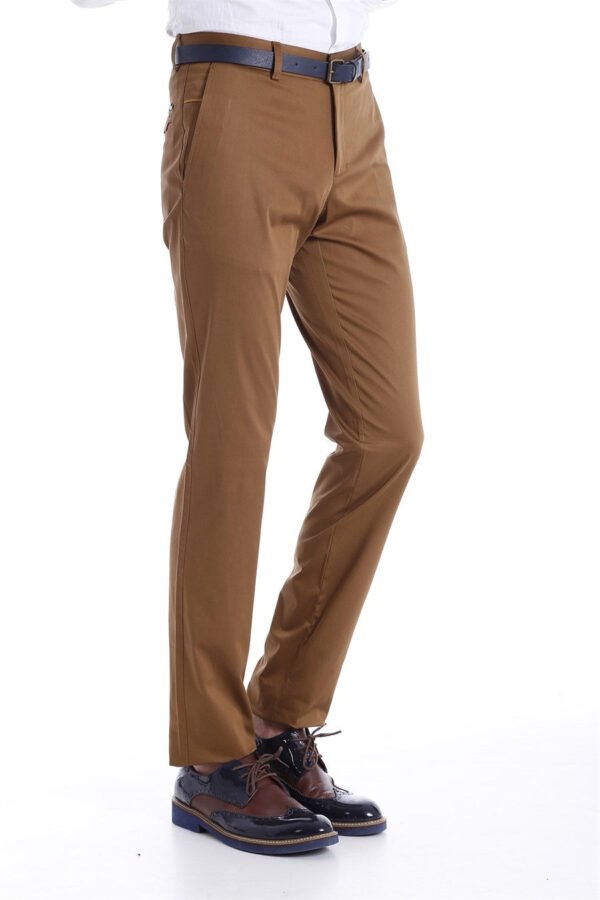 Slim Fit Plain Tan Pants