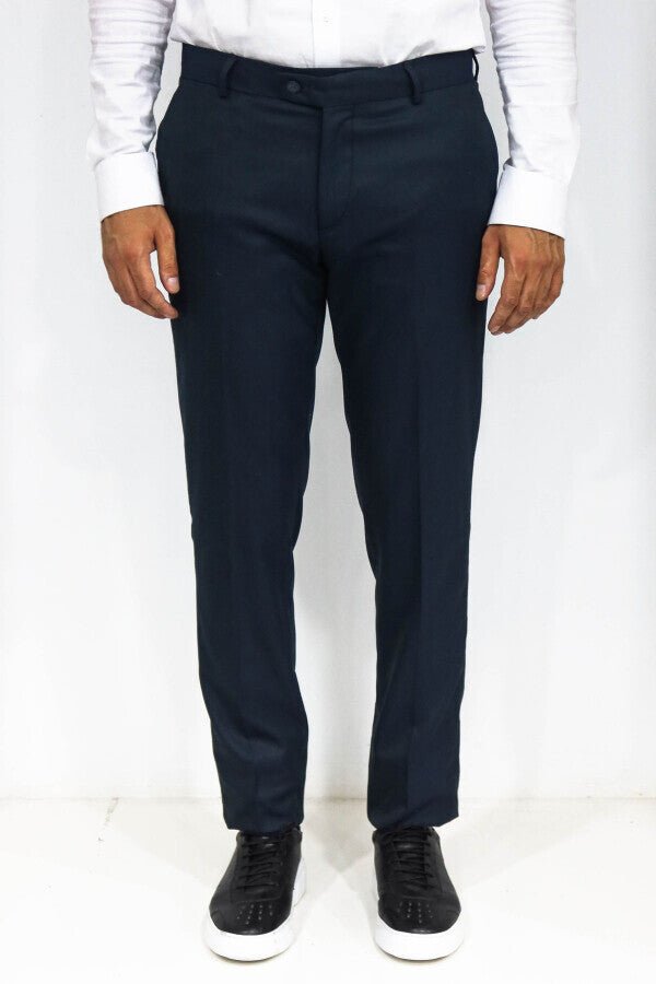 Slim Fit Textured Oil Green Men Trousers