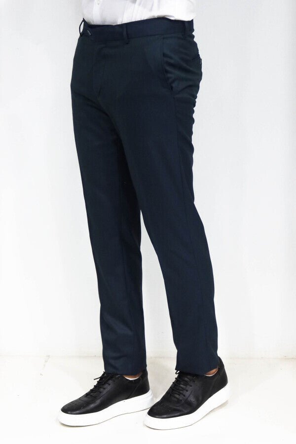 Slim Fit Textured Oil Green Men Trousers