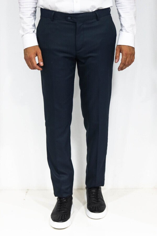 Slim Fit Textured Oil Green Men Trousers