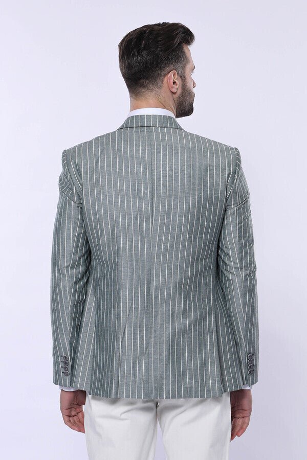Striped Green Men Suit