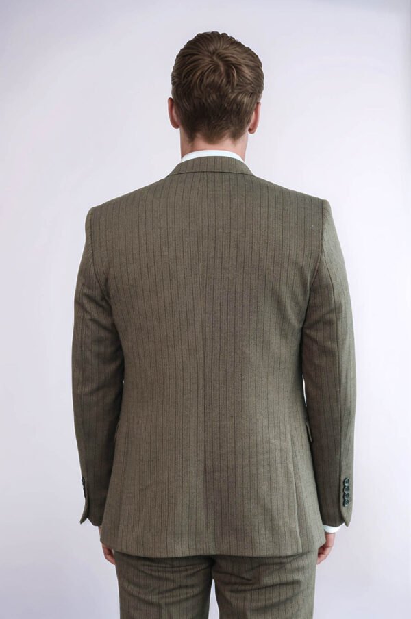 Striped Slim Fit Brown Men Suit