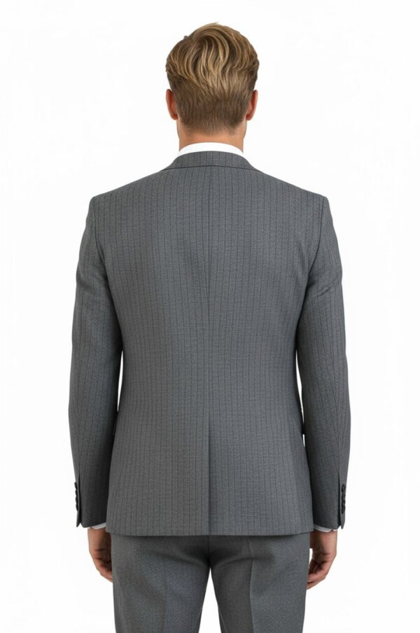 Striped Vested Grey Men's Suit