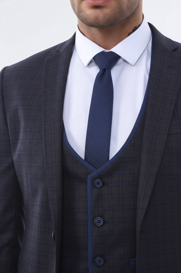 Brown Plaid Men's Winter 3 Piece Suit