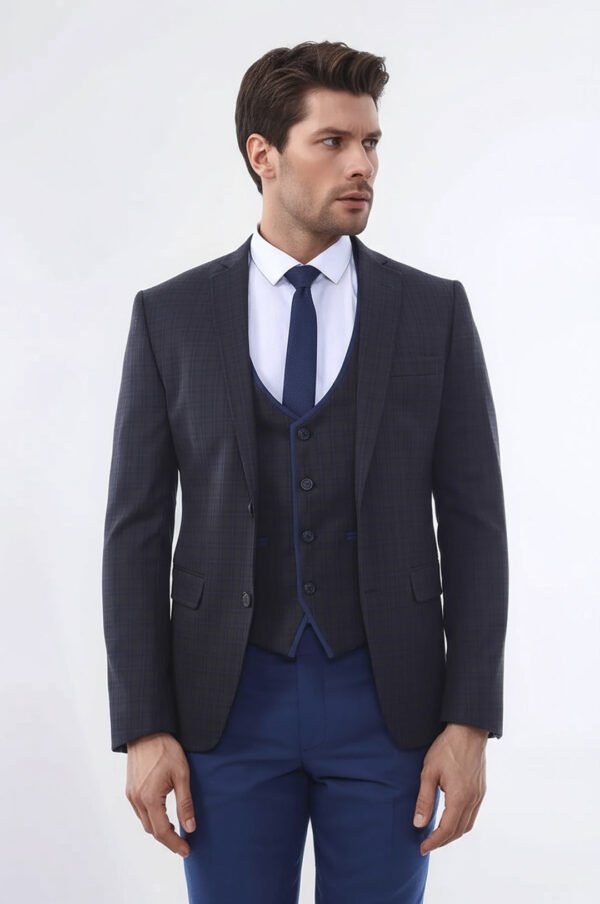 Brown Plaid Men's Winter 3 Piece Suit