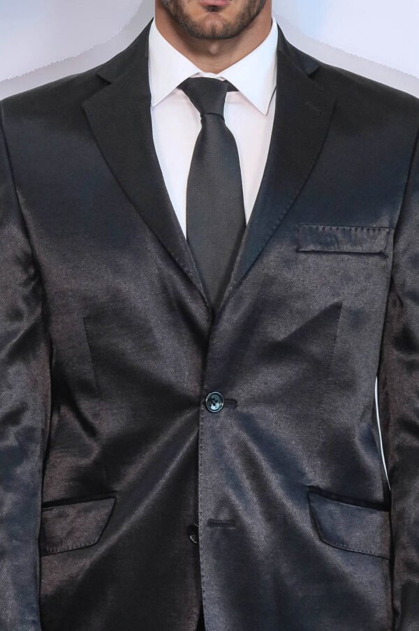 Two Button Slim Fit Satin Black Suit – Two Piece