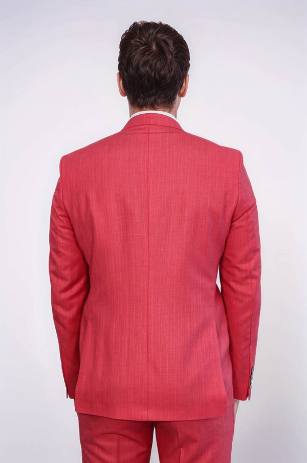 Two Piece Slim Fit Single Button Coral Red Men Suit
