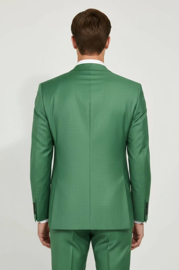 Two Piece Slim Fit Single Button Green Men Suit