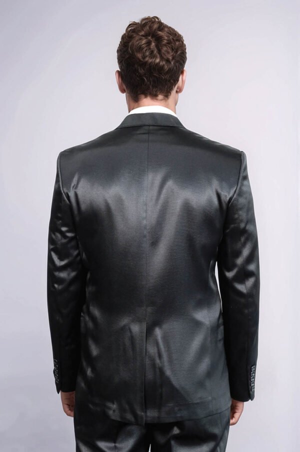 Two Piece Two Buttons Patterned Satin Black Men Suit