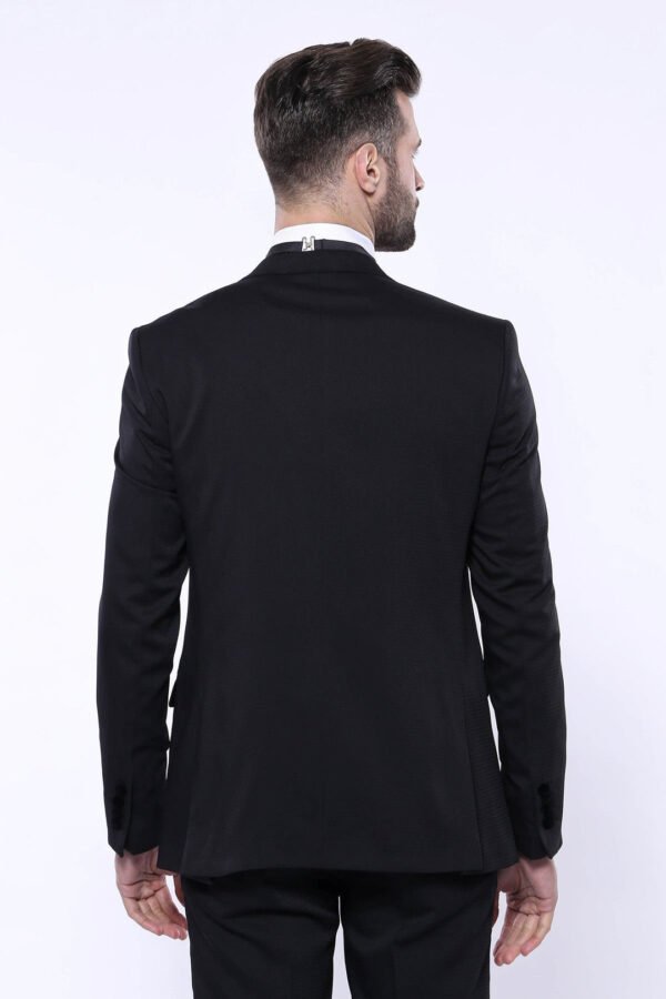 Velvet Collar Patterned Black Tuxedo