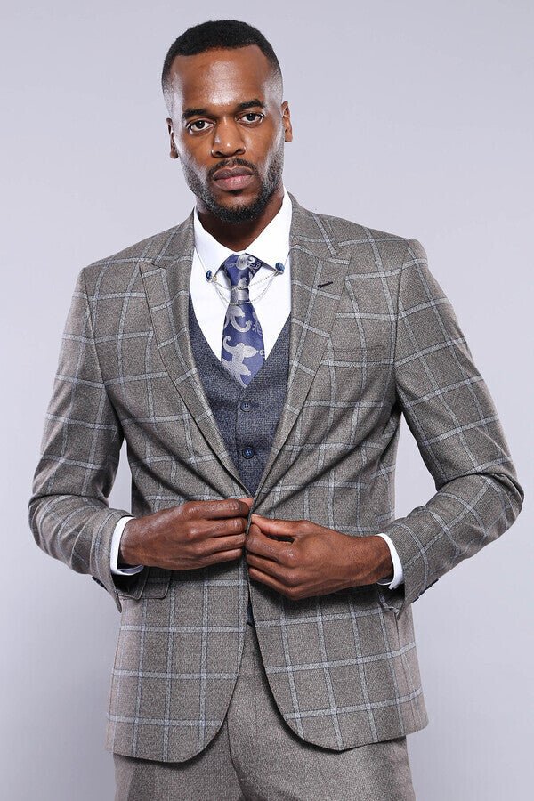 Vested Grey Men Suit