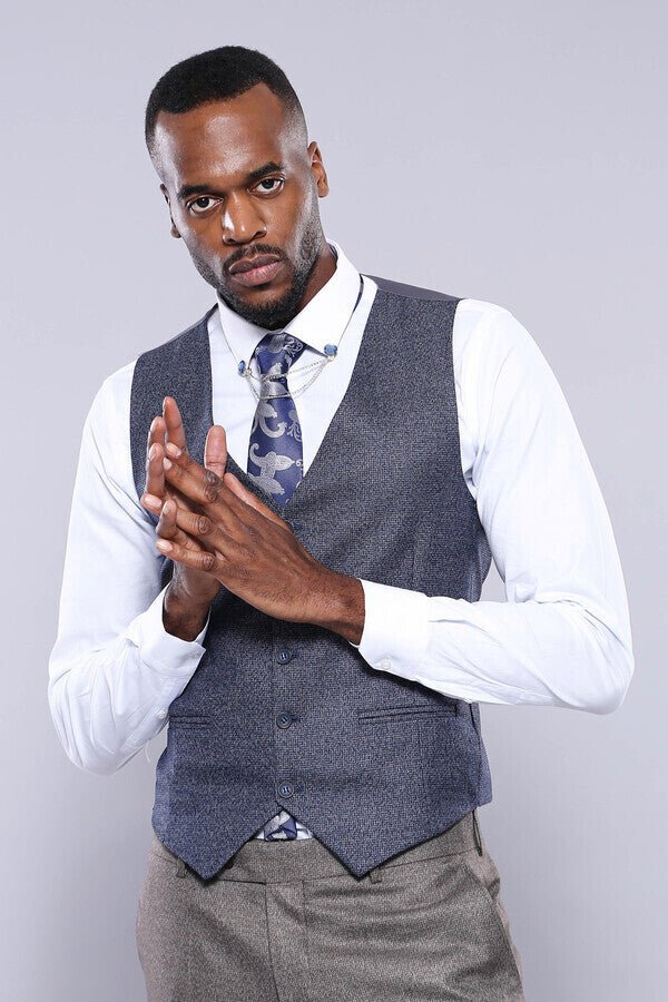 Vested Grey Men Suit