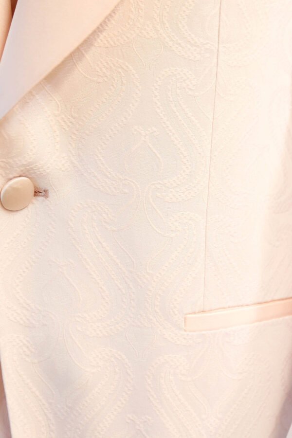 Wavy Patterned Shawl Collar Vested Powder Pink Tuxedo1