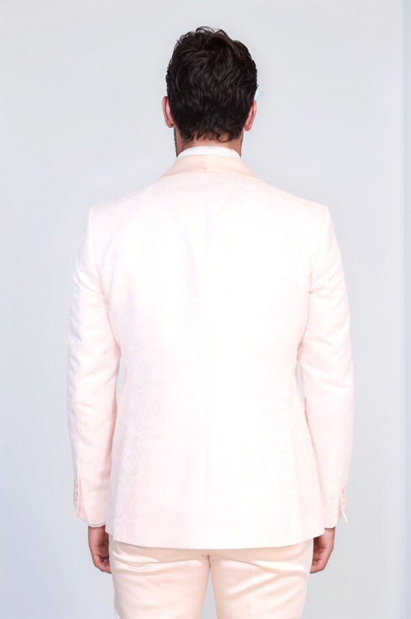Wavy Patterned Shawl Collar Vested Powder Pink Tuxedo1