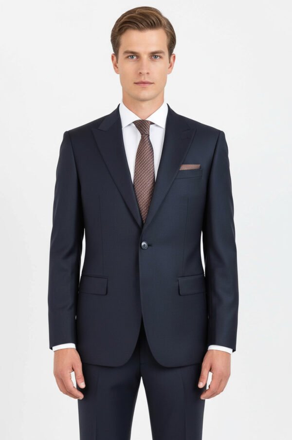 Wool Navy Blue Men Suit